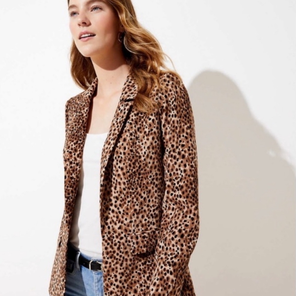 LOFT Brown and Black Leopard Print Blazer